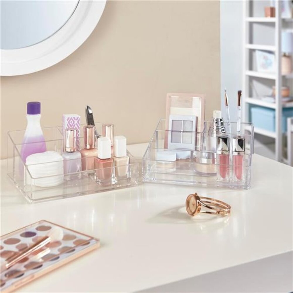 Clear Plastic Small Countertop Vanity Makeup Organizer, Compact Rectangular - Picture 6 of 7
